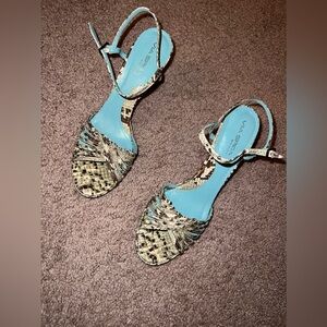Via Spiga Strappy Heels - Snake Print - Size 11M